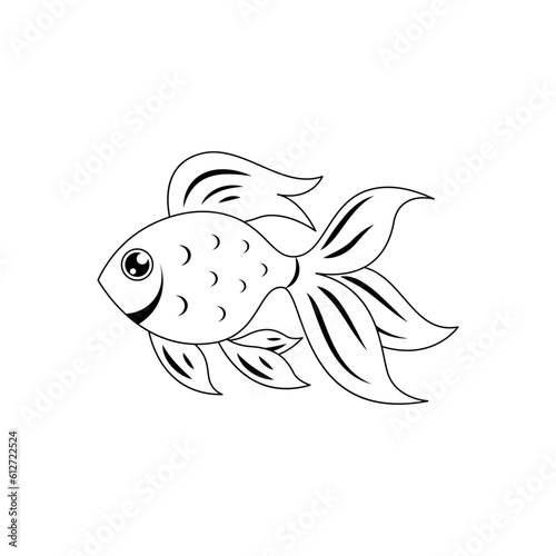 Goldfish outline vector. coloring image.
