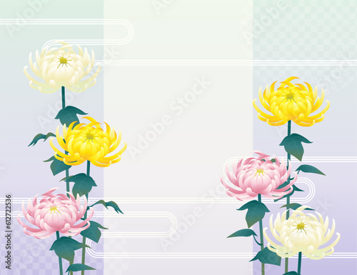 菊の花の背景イラスト素材 ベクター お盆 お彼岸 仏事 供花 photo