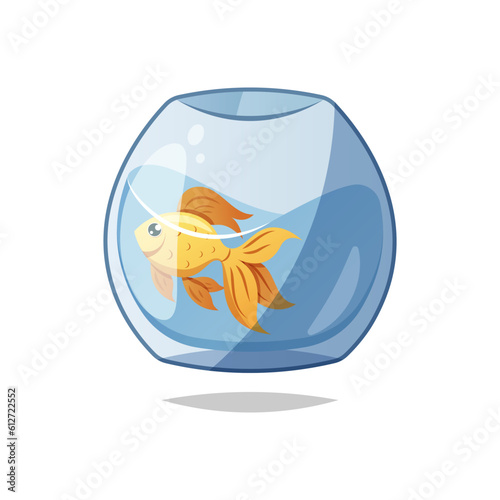 goldfish in a fishbowl vector isolated on white background.