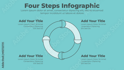 Circular four steps infographics template design for presentation