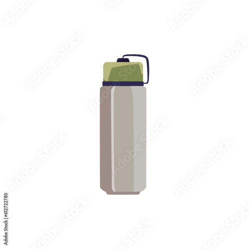 Reusable bottle for water and drinks flat vector illustration isolated on white.