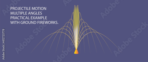 Projectile motion fundamental concept unveils captivating nature of objects propelled into air. Law of motion. Gravitational forces. Height length multiple forces. General physics vector illustration.