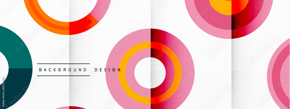 Colorful circles in a grid composition abstract background. Design for wallpaper, banner, background, landing page, wall art, invitation, prints, posters