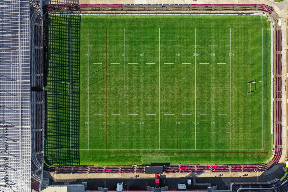 Top view of a rugby field
