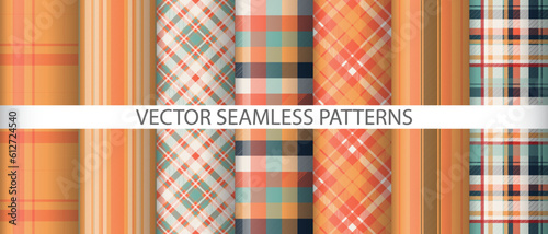 Set tartan background texture. Plaid check fabric. Vector seamless pattern textile.