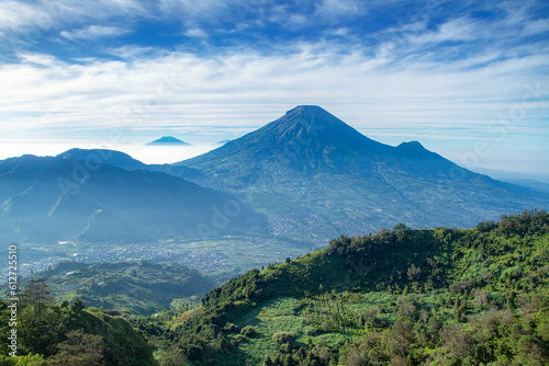 Views of Mount Sindoro & Mount Sumbing On The Top Of Sikunir Hills, Dieng Plateau, Central Java, Indoensia