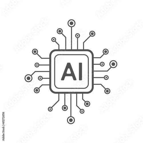 Artificial intelligence circuit line style. Machine learning design. Smart network digital technology. AI. Vector illustration
