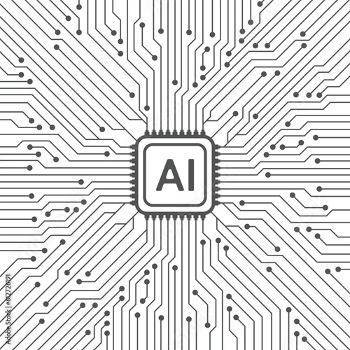 Artificial intelligence circuit line style. Machine learning design. Smart network digital technology. AI. Vector illustration