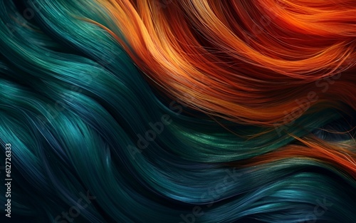 Fotografia Abstract background of dark green and orange soft hair