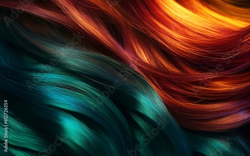 Abstract background of dark green and orange soft hair