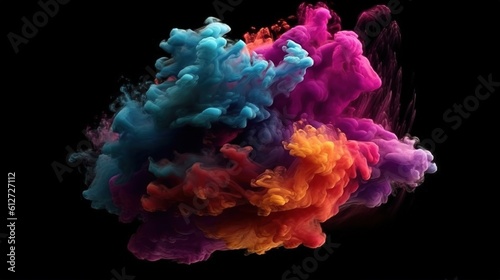 A Colorful Cloud on a Black Background. Generative ai