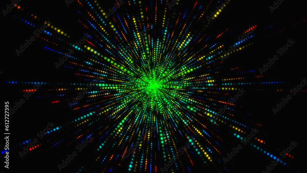 Fototapeta premium Amazing, lovely, and vibrant lines travel relentlessly in the direction of the spectator. neon components explode in both color and monochrome, moving toward the camera. Several lines are moving