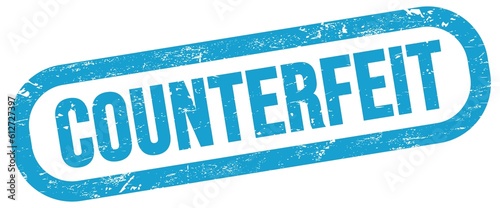 Bild auf Leinwand COUNTERFEIT, text written on blue stamp sign.