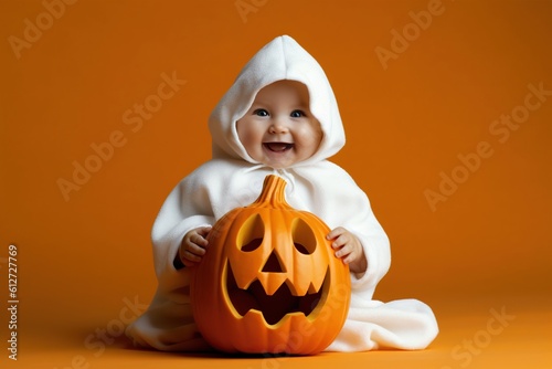 An illustration of children wearing a halloween costume , AI Generated