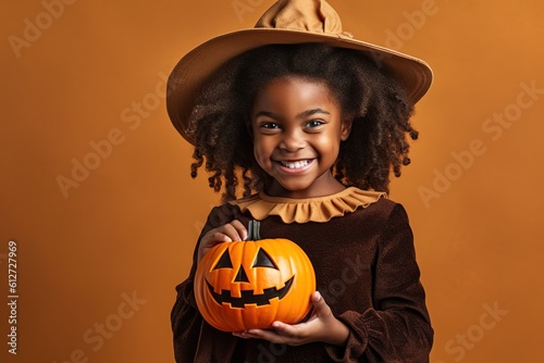 An illustration of children wearing a halloween costume , AI Generated