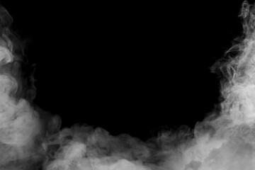 White smoke on black background. Space for text