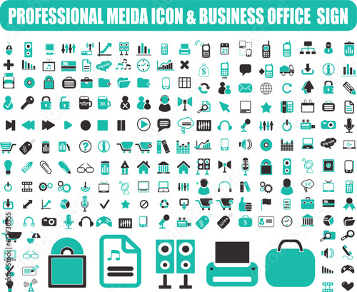 Premium Media Service and Business Office Icon Pack with addition Normal Routine flat design signs plus elements for mobile concepts and web 200+ icon pack collection.