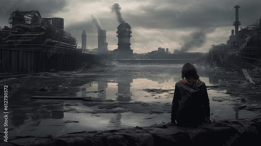 Generative AI, Dystopian future a dark and moody images