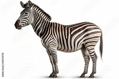 Full body zebra isolated on white background, Generative AI