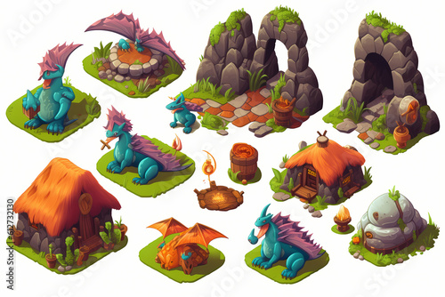 Lizardfolk Fantasy game assets - Isometric Vector Illustration photo