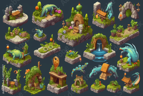 Lizardfolk Fantasy game assets - Isometric Vector Illustration