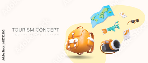 Tourist trips to world attractions. Air flights around world, booking tickets from responsible carriers. Active recreation abroad. Vacation full of impressions