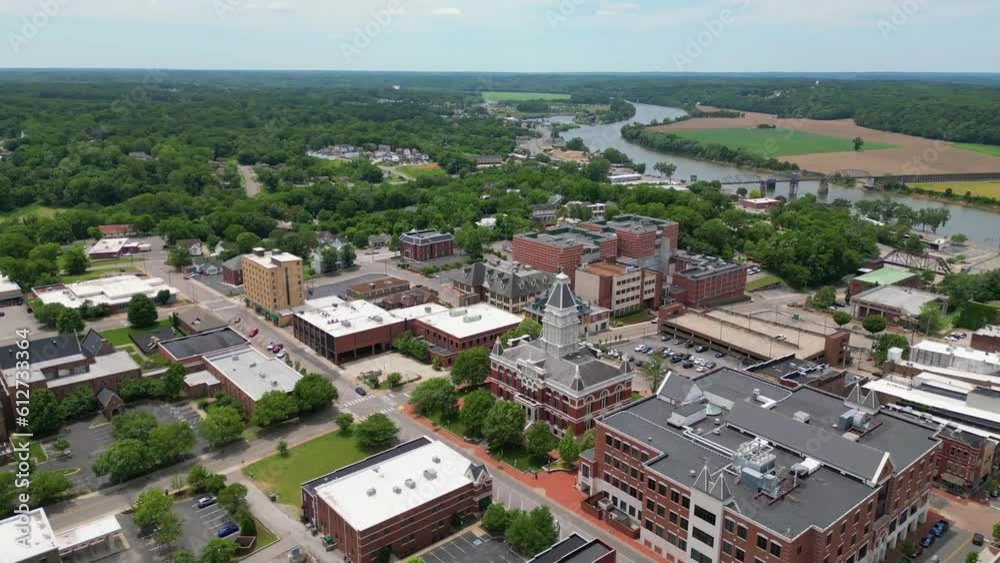Aerial orbit of downtown Clarksville Tennessee Aerial orbit of downtown Clarksville Tennessee