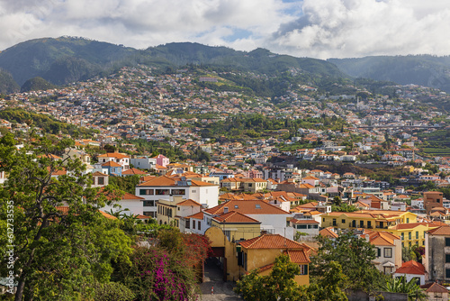 The suburbs of Funchal built on the hills around the city