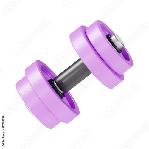 3d dumbbell, 3d render icon illustration, transparent background, fitness and gym