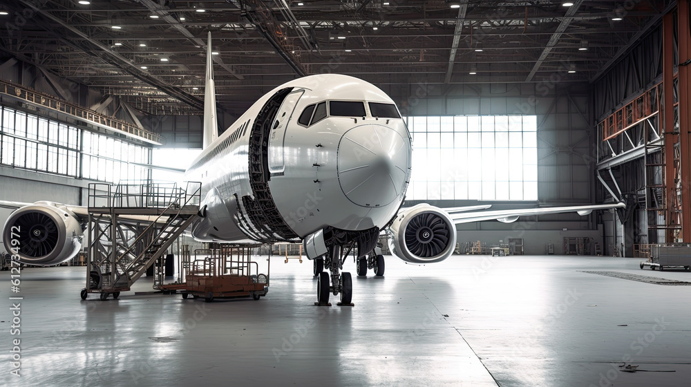 Fototapeta premium modern aircraft in the hangar
