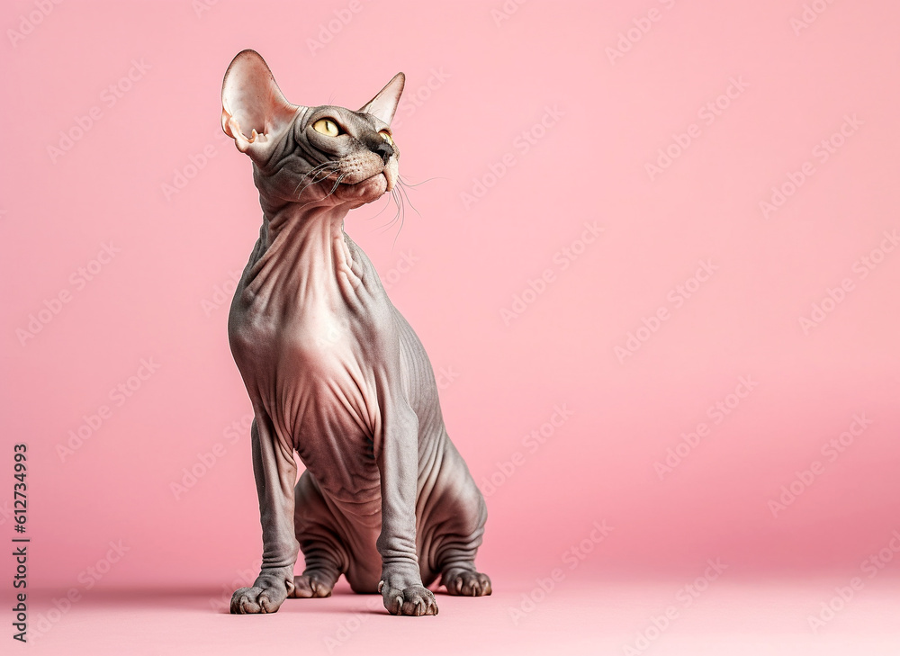 Canadian sphinx isolated on pink background.