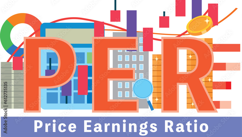 PER (Price Earnings Ratio)の文字イラスト
