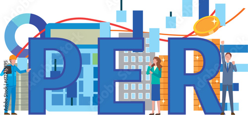 PER (Price Earnings Ratio)の文字イラスト