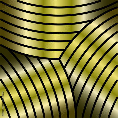 Three golden cylinders stacked together in the shape of a propeller.