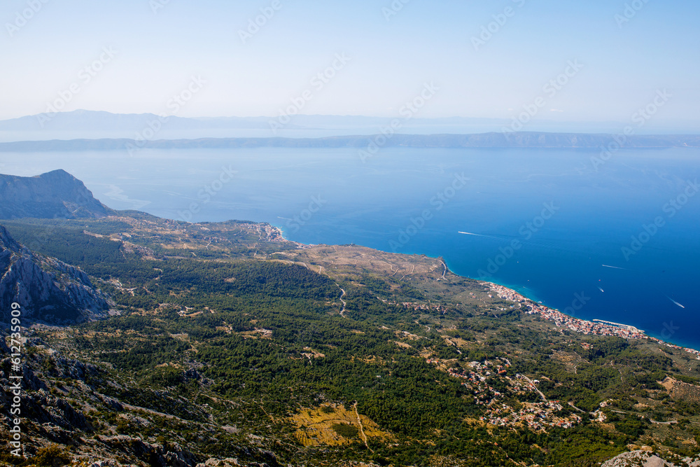 Beautiful landscape view on Makarska Riviera in Croatia on sunny summer day.