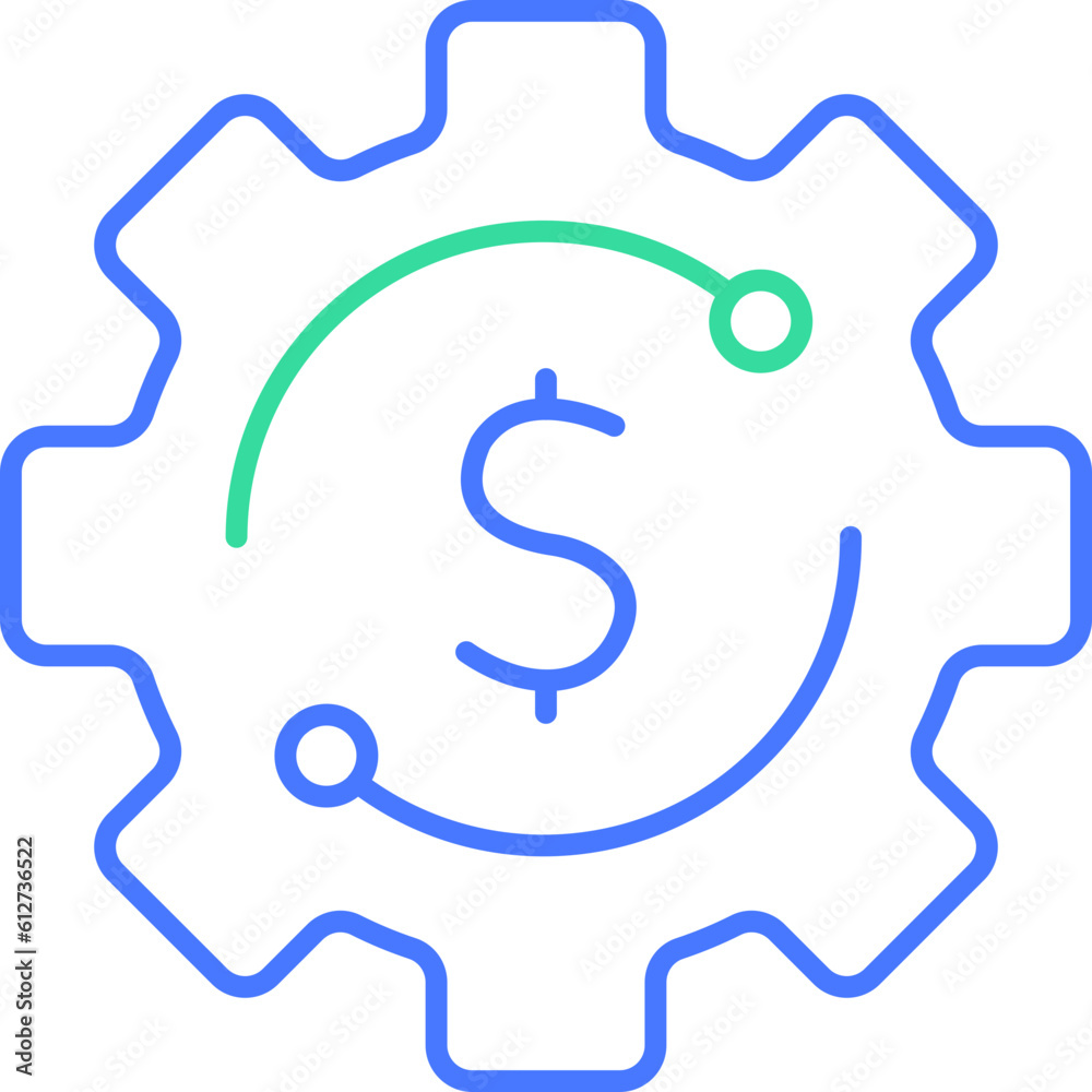 Gear setting money line icon Gear setting money line icon
