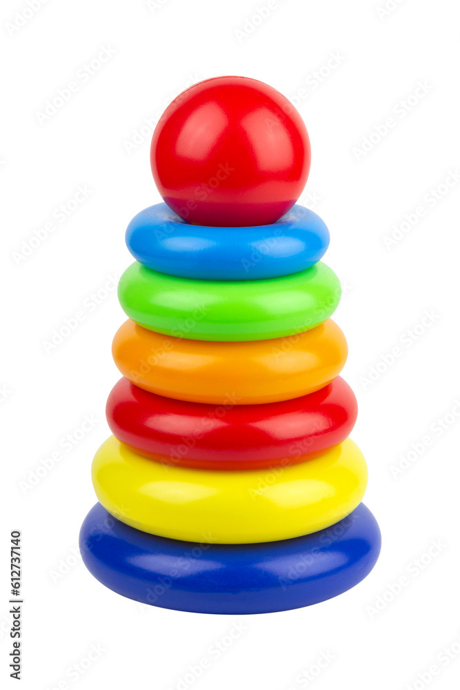 children's toy pyramid of rings, rainbow pyramid isolated from the background children's toy pyramid of rings, rainbow pyramid isolated from the background
