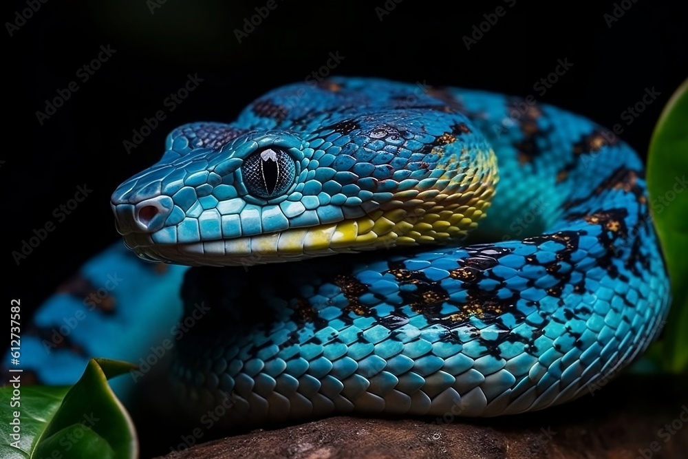 Close-up on a blue snake. Close-up on a blue snake.