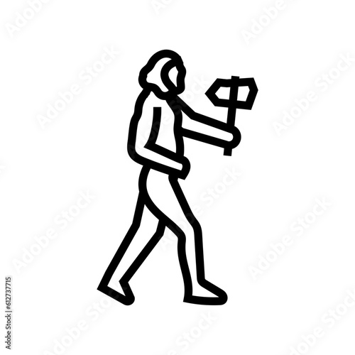 neanderthal human evolution line icon vector. neanderthal human evolution sign. isolated contour symbol black illustration