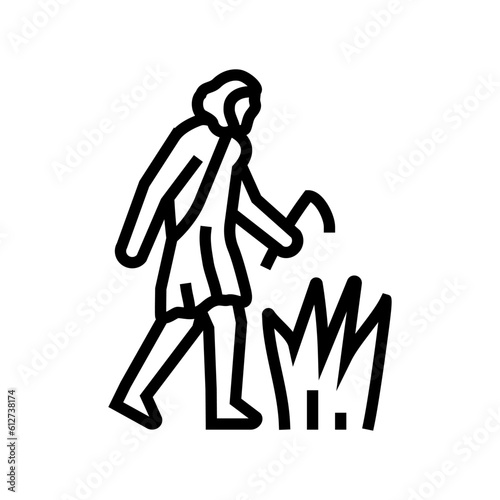agricultural revolution human evolution line icon vector. agricultural revolution human evolution sign. isolated contour symbol black illustration