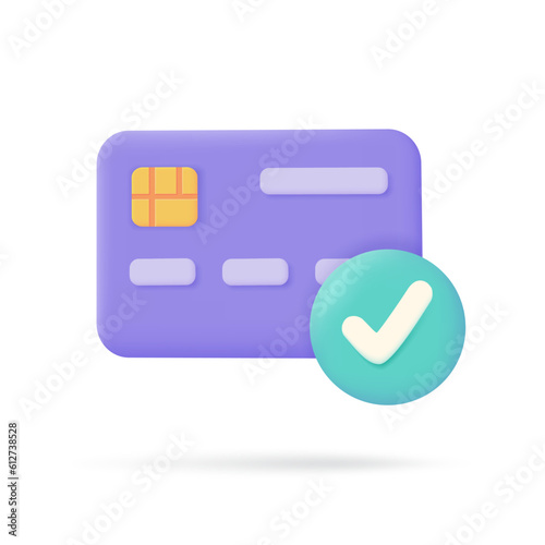 Credit card 3d icon. Online payment cashless society Secure payment by credit card. 3d illustration