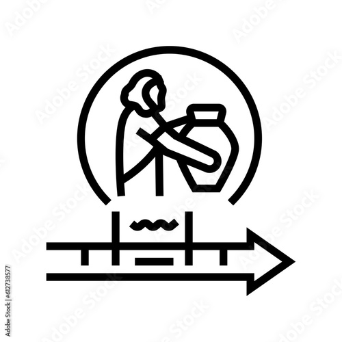 bronze age human evolution line icon vector. bronze age human evolution sign. isolated contour symbol black illustration