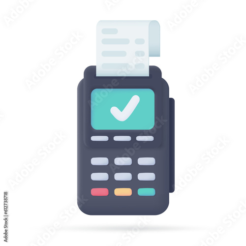 Credit card swipe machine 3D icon. online payment by credit card Cashless society. 3d illustration