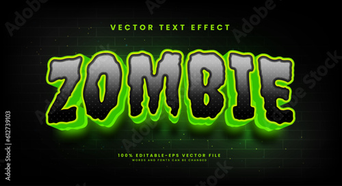 Scary zombie 3d editable vector text effect.