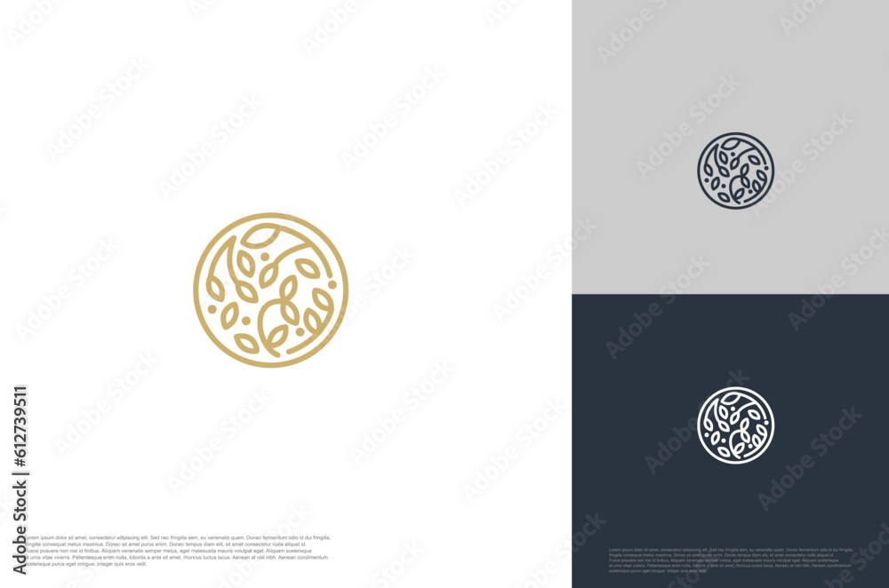 circle design elements abstract leaf for natural product company logo vector template