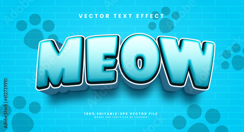 Blue meow editable vector text effect, suitable for animals pet theme.