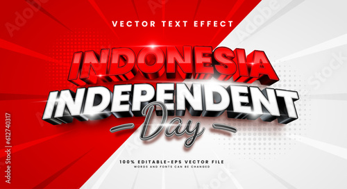 3d editable vector text effect, suitable for celebrating indonesian independent day.