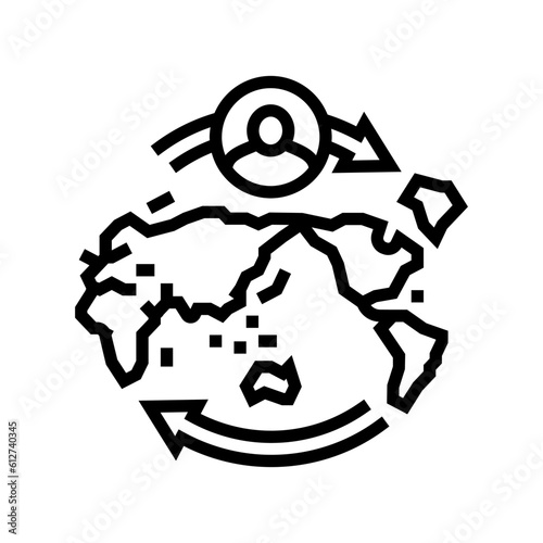 migration africa human evolution line icon vector. migration africa human evolution sign. isolated contour symbol black illustration
