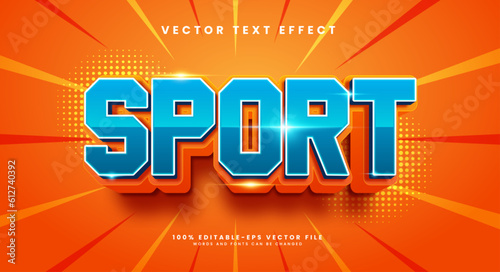Sport 3d editable vector text effect, with blue and orange color theme.