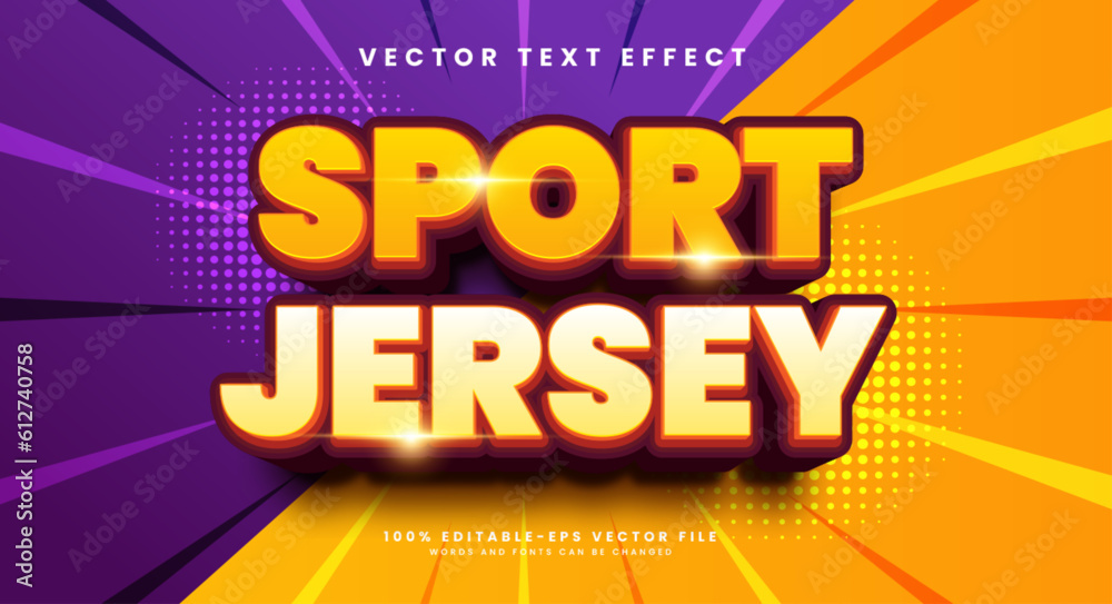 Sport jersey 3d editable vector text effect, with purple and orange combination color. Sport jersey 3d editable vector text effect, with purple and orange combination color.